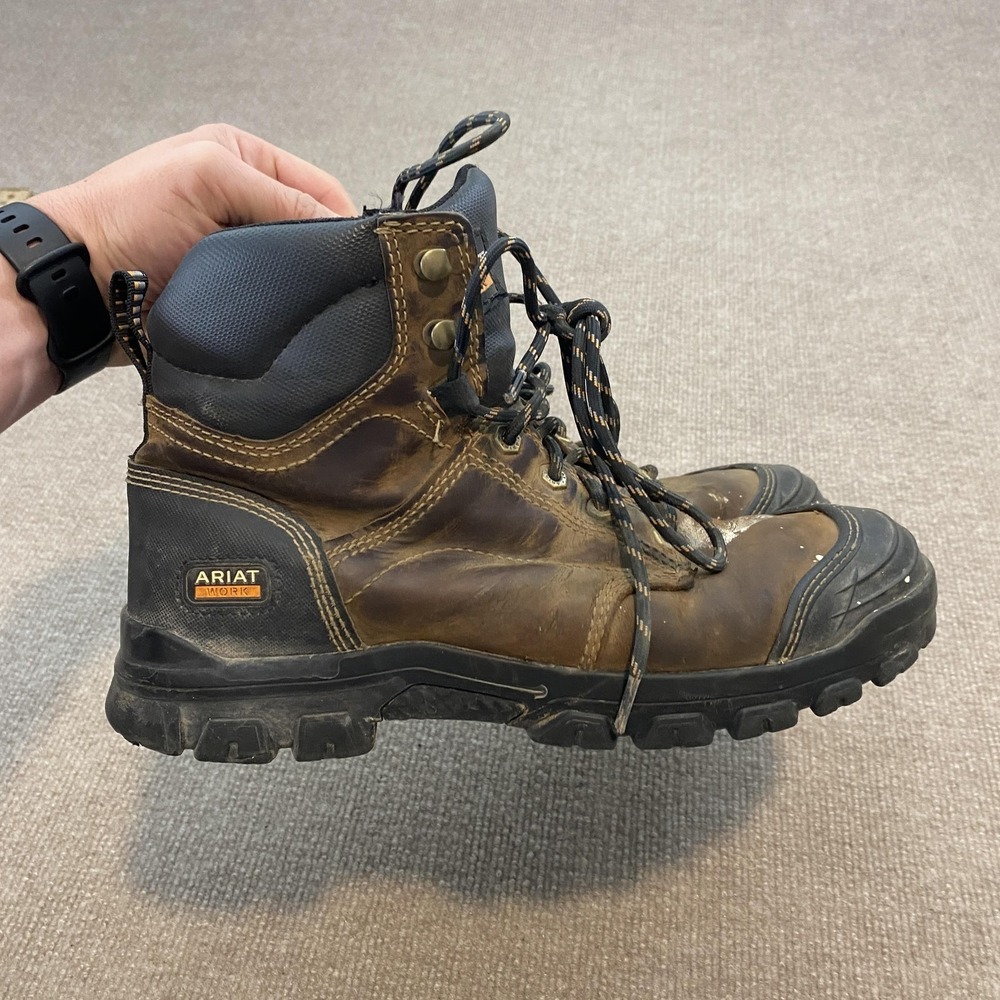 Ariat Work Boots Mens Size 9D Brown Leather Lace Up Slip Resistant Work Combat